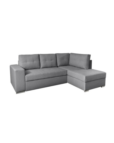 Canapé d'angle convertible avec coffre en tissu - gris - angle droit