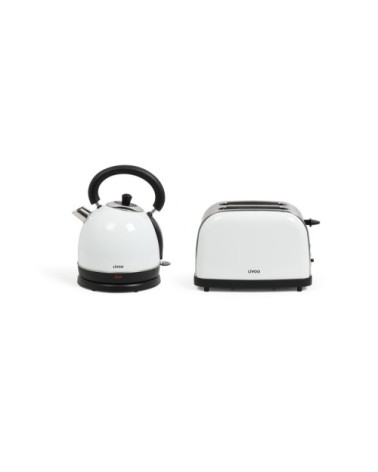 Set petit déjeuner vintage en acier inoxydable blanc