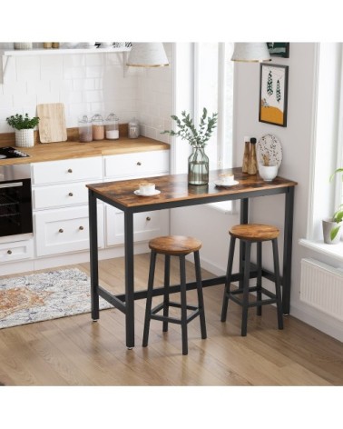 Tabourets de bar lot de 4 marron rustique et noir