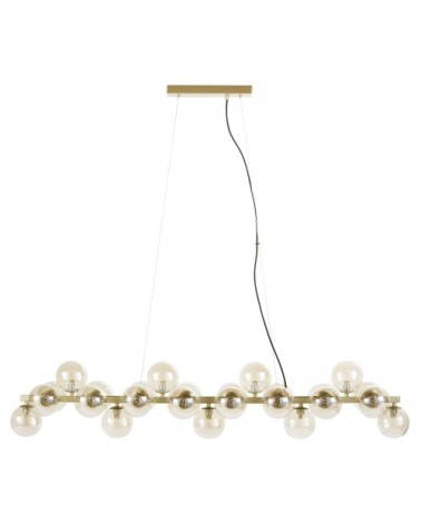 Suspension en métal doré globes en verre ambré