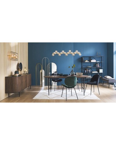 Suspension en métal doré globes en verre ambré