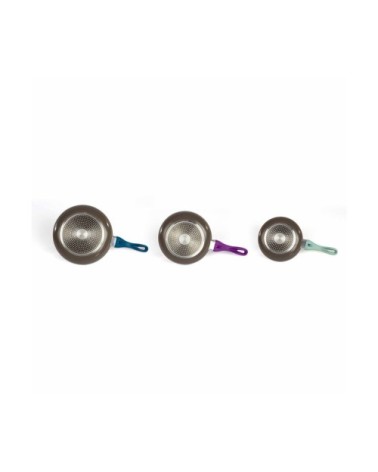 Set de 3 poêles aspect pierre ilag en aluminium gris