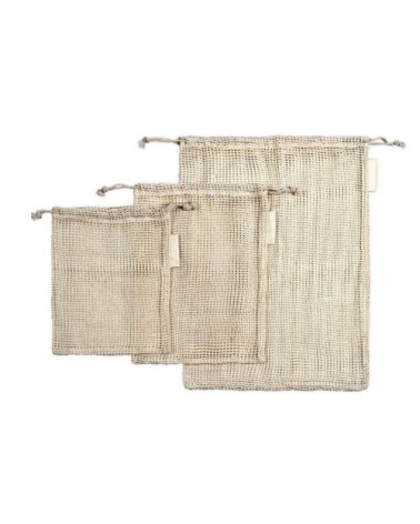 Set filets pour fruits et légumes en coton beige