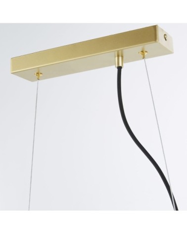 Suspension en métal doré globes en verre ambré