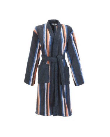 Peignoir coton xs bleu foncé rayé