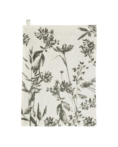 Torchon fleuri  en coton ombre 50 x 70