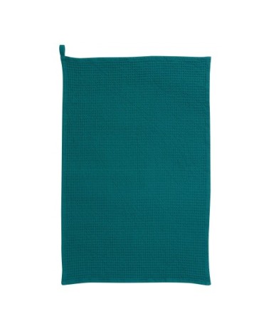 Torchon nid d'abeilles uni  en coton paon 50 x 70