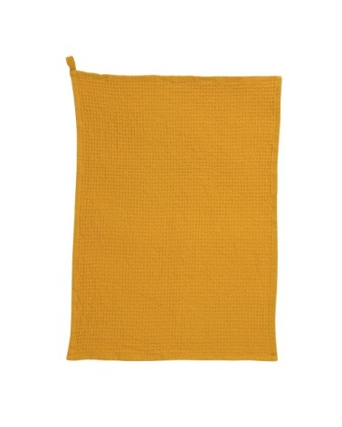 Torchon nid d'abeilles uni  en coton tournesol 50 x 70