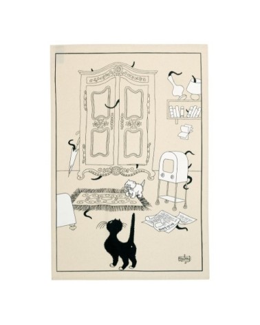 Torchon  cache-cache en coton écru 48 x 72