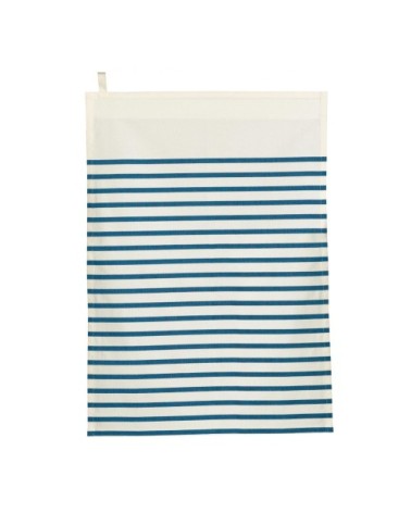 Torchon  en coton ivoire/bleu 50 x 70