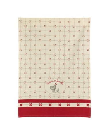 Torchon en famille en coton ivoire 70 x 50