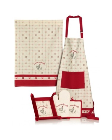 Torchon en famille en coton ivoire 70 x 50