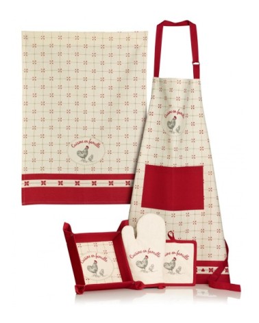 Torchon en famille en coton ivoire 70 x 50