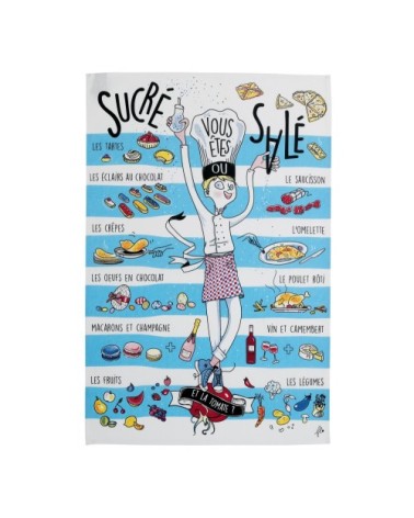 Torchon sucré salé en coton écru 48 x 72