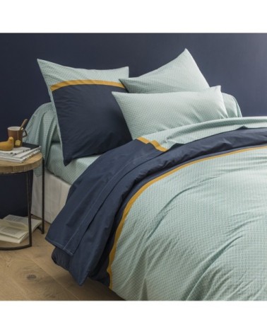 Housse de couette imprimée en lyocell bleu 260x240