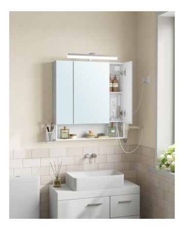 Armoire murale avec miroir support pour sèche-cheveux blanc nuage
