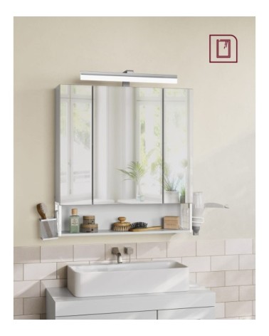 Armoire murale avec miroir support pour sèche-cheveux blanc nuage