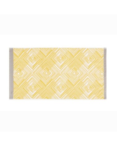 Serviette coton 50x100 cm jaune imprimé