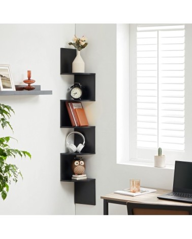 Étagère en forme zigzag effet bois noir