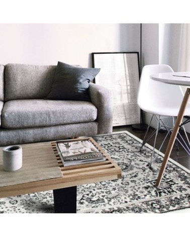 Tapis imprimé médaillon vintage blanc crème 133x190