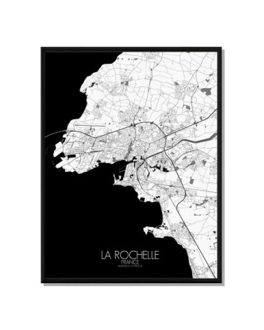 Affiche La Rochelle Carte N&B 40x50