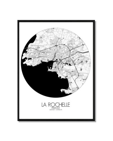 Affiche La Rochelle Carte ronde 40x50