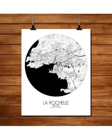 Affiche La Rochelle Carte ronde 40x50