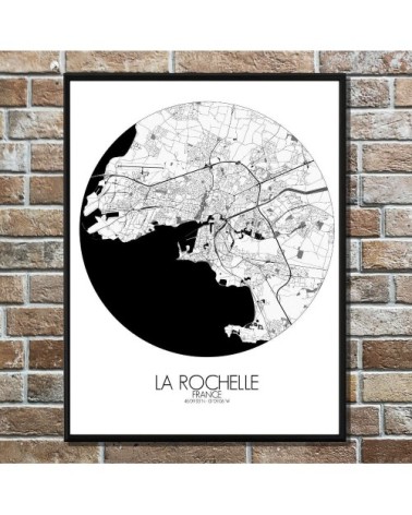 Affiche La Rochelle Carte ronde 40x50