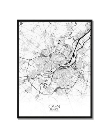 Affiche Caen Carte N&B 40x50