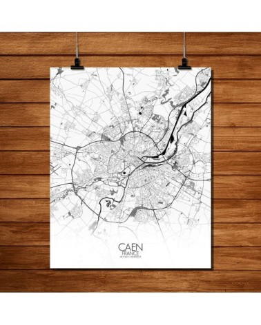Affiche Caen Carte N&B 40x50
