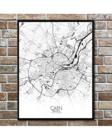 Affiche Caen Carte N&B 40x50