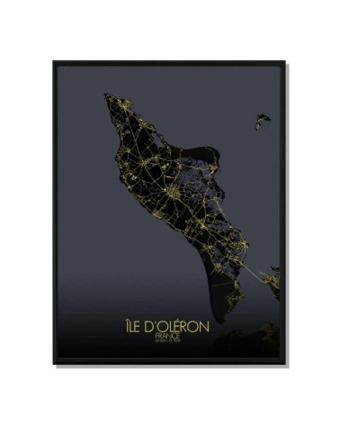 Affiche Oléron Carte Nuit 40x50