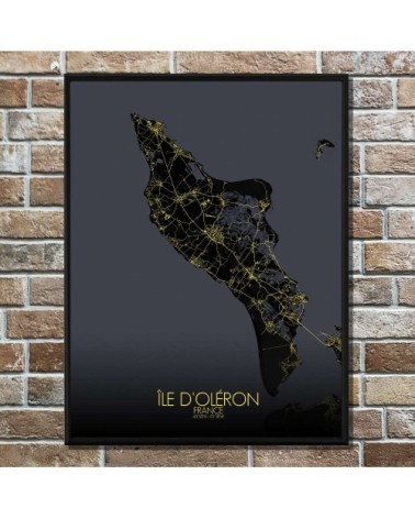 Affiche Oléron Carte Nuit 40x50