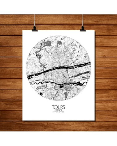 Affiche Tours Carte ronde 40x50