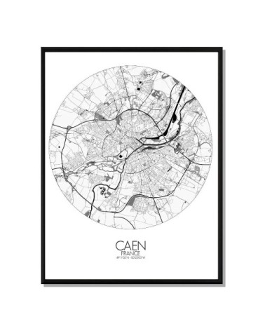Affiche Caen Carte ronde 40x50