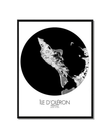 Affiche Oléron Carte ronde 40x50