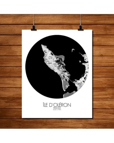 Affiche Oléron Carte ronde 40x50