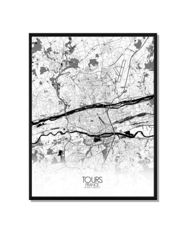 Affiche Tours Carte N&B 40x50