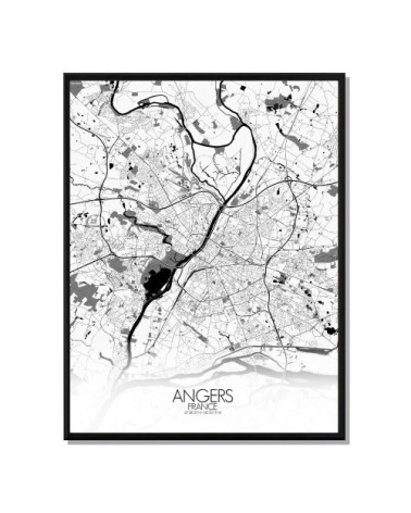 Affiche Angers Carte N&B 40x50