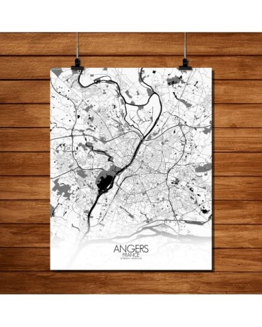 Affiche Angers Carte N&B 40x50