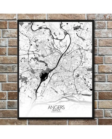 Affiche Angers Carte N&B 40x50