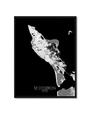 Affiche Oléron Carte N&B 40x50