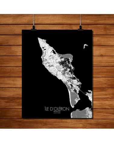 Affiche Oléron Carte N&B 40x50