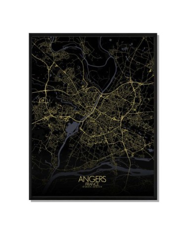 Affiche Angers Carte Nuit 40x50