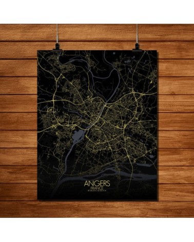 Affiche Angers Carte Nuit 40x50