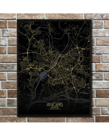 Affiche Angers Carte Nuit 40x50