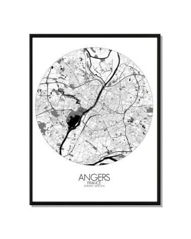 Affiche Angers Carte ronde 40x50