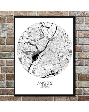 Affiche Angers Carte ronde 40x50