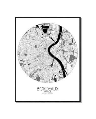 Affiche Bordeaux Carte ronde 40x50