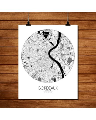 Affiche Bordeaux Carte ronde 40x50